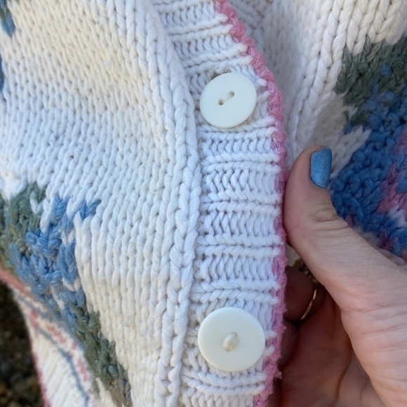Vintage Hand Embroidered Knit Grandma Core Floral Cardigan Sweater​ - Picture 4 of 15